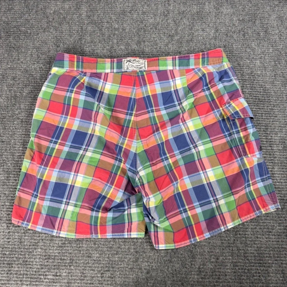 Vintage Polo Ralph Lauren Mens Plaid Swim Trunks Board Shorts Size XL